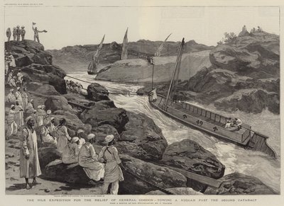 The Nile Expedition for the Relief of General Gordon, Towing a Nuggar Past the Second Cataract by Frederic Villiers